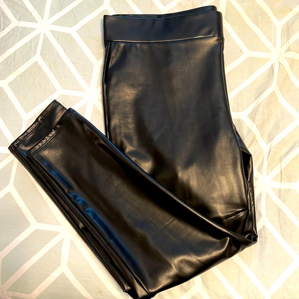 Loft Black Faux Leather Leggings nwot
